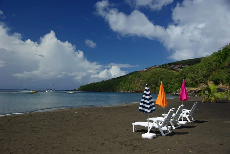 Black Sand Beach on Guadeloupe boat-charter la desirade