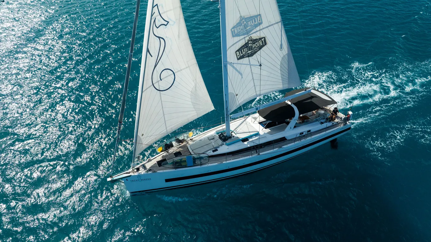 aerial view of Sailing Catamaran Serena