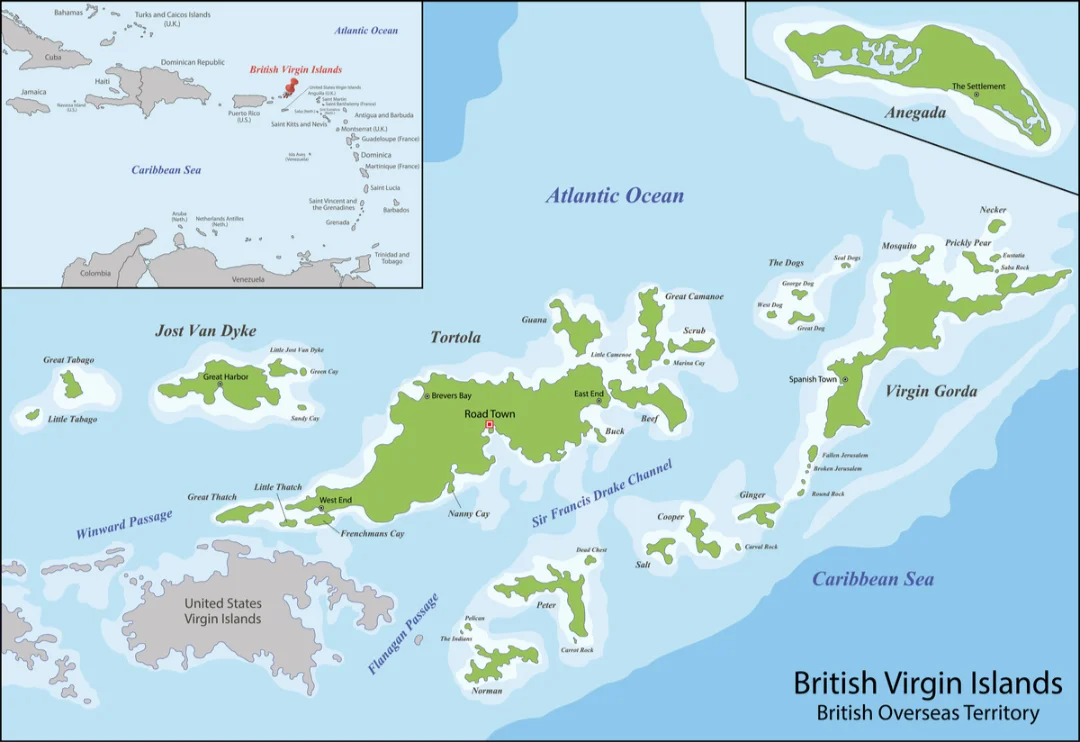 MAP of Anegada British Virgin Islands