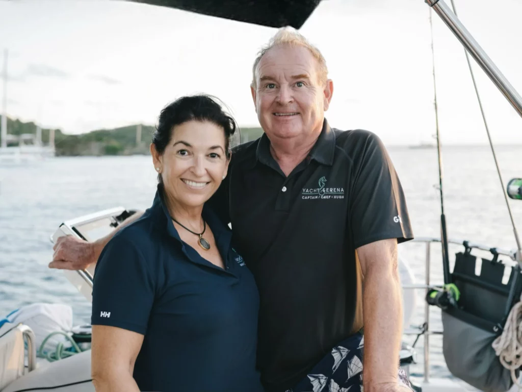 Captain Hugh O'Brien and Chef  Vivianne Swietelsky of Serena Yacht Charter