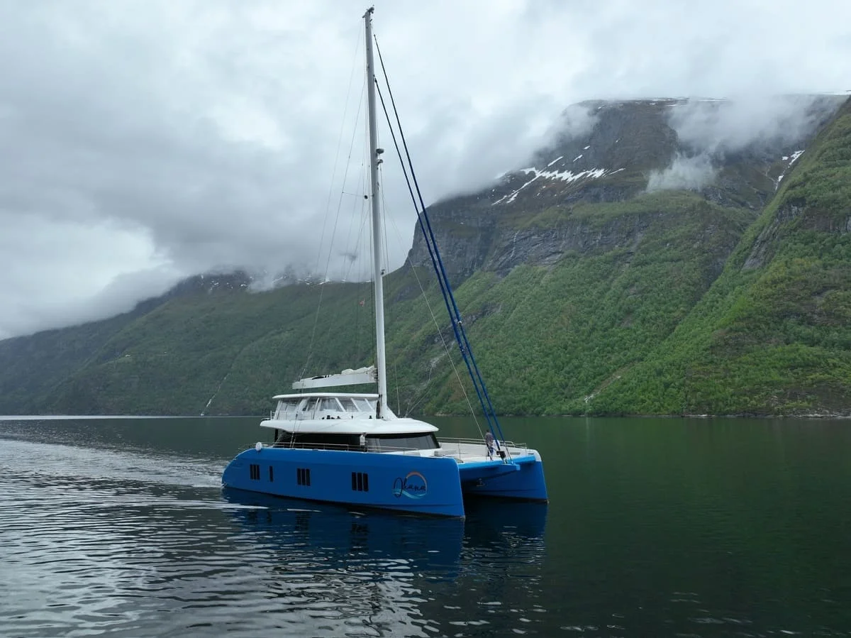 Ohana drone shot - a luxury catamaran charter in the BVI