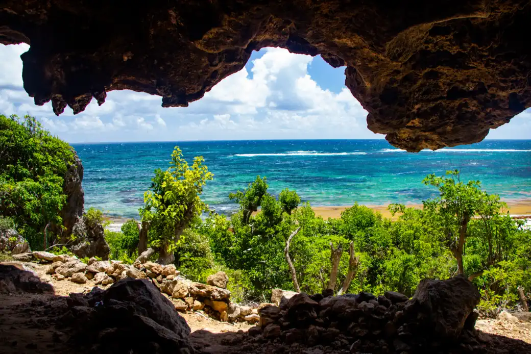 Two Foot Bay Cave one of Barbuda Historic sites. Visit during a Barbuda Island Vacation